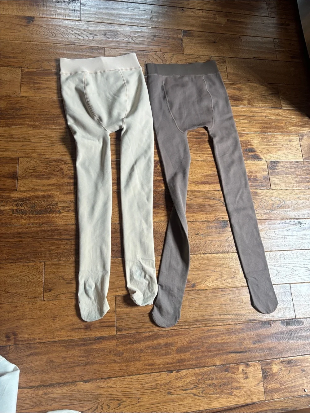 Cozy Fleece lined Tights - Cream & Brown (2-Pack)